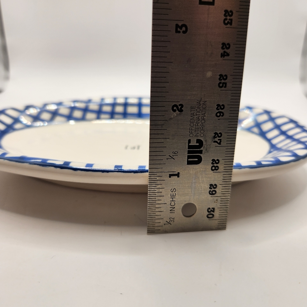 Rae Dunn Blue & White Checkered Appetizer/Dessert Plates, Set of 2 - Picture 9 of 9